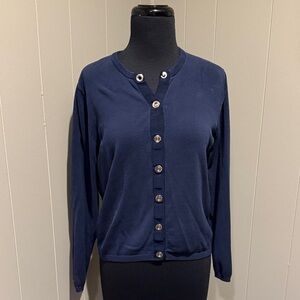 Boutique Essentials Women’s Small Classic Navy Button-Up Cardigan